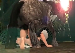 Lovely pervert is pleasing a horse