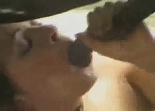 Her stallion is covering her face with cum