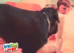 Ginger model is enjoying a fuck with a puppy